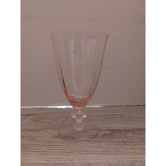 Vintage Pink Glass Goblet With Elegant Stem Design 6 1/8" - Picture 3 of 4